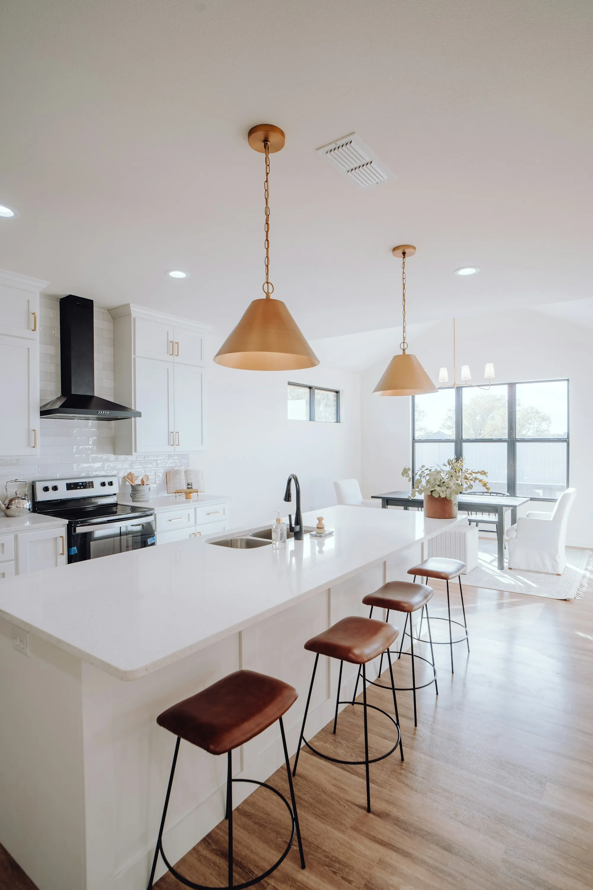 Remodeled kitchen with new cabinets and countertops