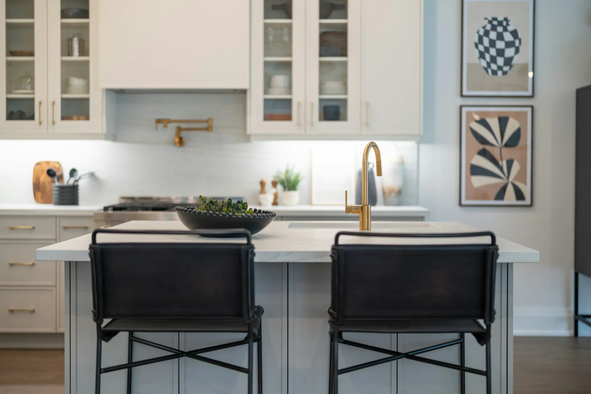 Remodeled kitchen with new cabinets and countertops
